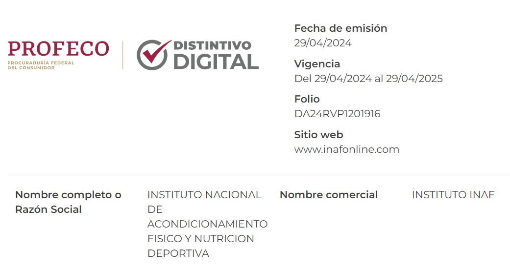 Distintivo Digital PROFECO - Instituto INAF